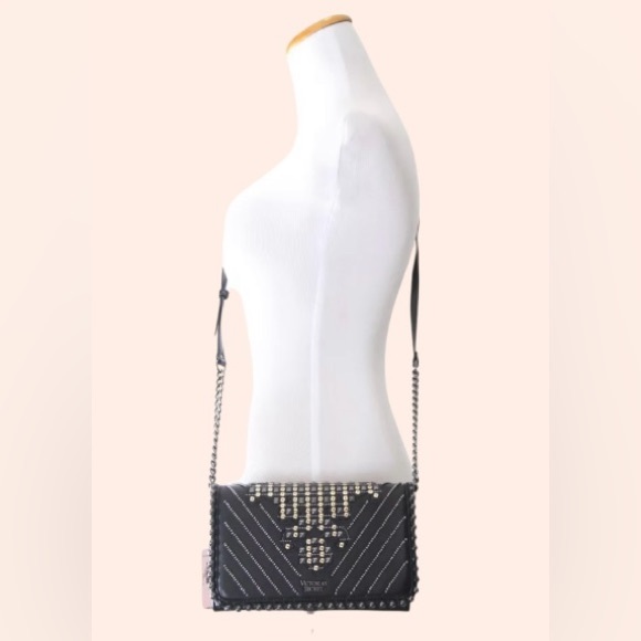 Victoria's Secret Glam City Crossbody Bag Rhinestone Black Gold - Picture 10 of 10